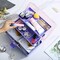 12'' Three-Layer Clear Plastic Storage Box/Tool Box, Multipurpose Organizer and Portable Handled Storage Case for Art Craft and Cosmetic (Purple)